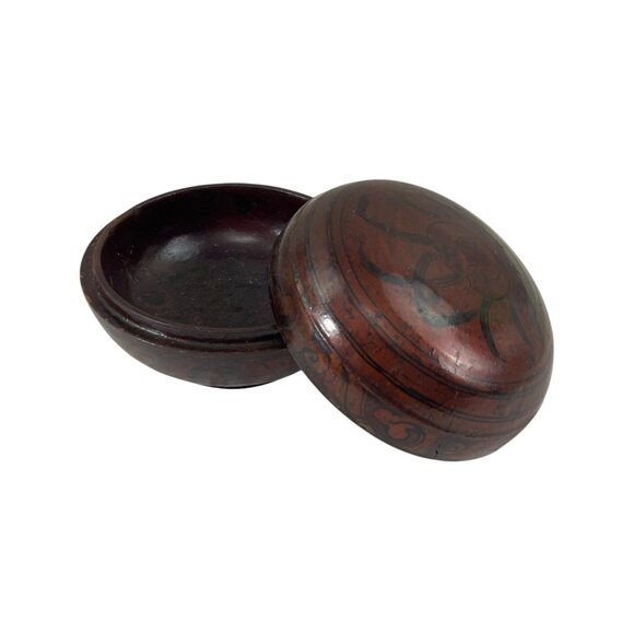 Antique Hand-Painted Wooden Trinket Box With Lid - Picture 6 of 7